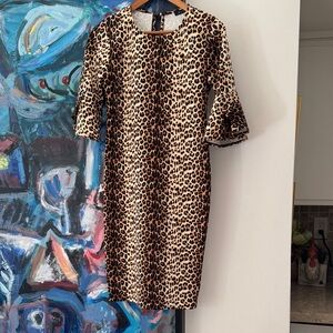 BLVD Leopard Print Long Sleeve Dress